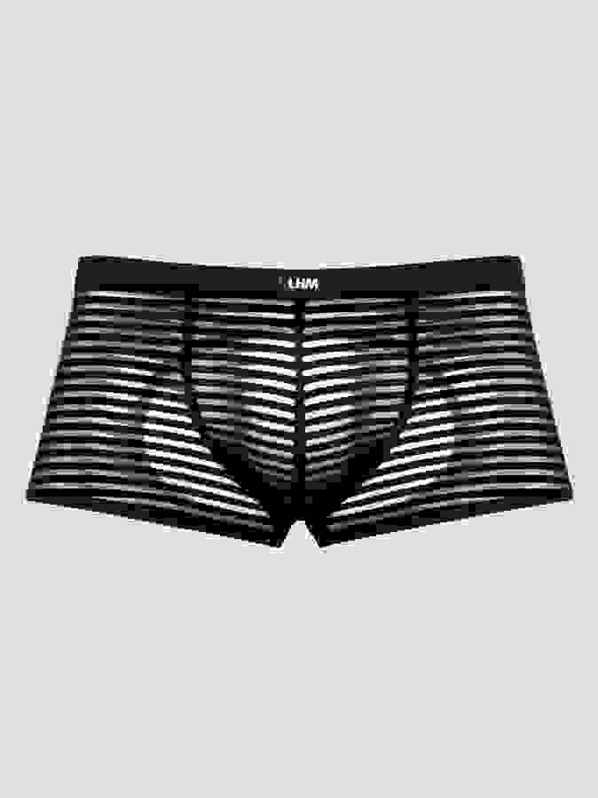 LHM Stripe Mesh Open Back Boxer Shorts, Black, hi-res